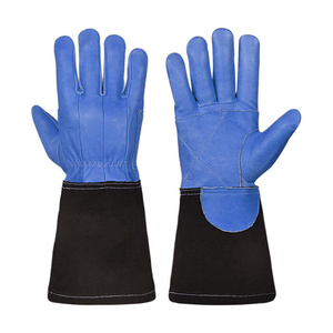 Gants de sapeur-pompier et de barbecue robustes en cuir de vachette pleine fleur et croûte de cuir, résistants à l'abrasion, ignifuges et soudés par TIG - Product Image 5