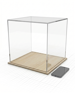 Boîte de présentation en acrylique transparent poli sur mesure pour comptoir, étagère en plastique, rangement et protection anti-poussière - Product Image 1