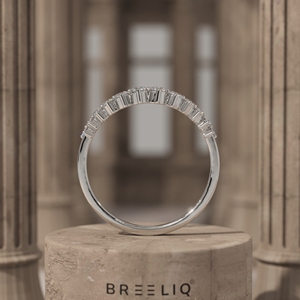 14K White Gold Graduated Diamond Wedding Band Curved Stackable <b>Ring</b> Round Cut Diamond Bridal Band Fine Jewelry - Product Image 6