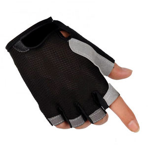 Gants de sport demi-doigts Geo Brothers en vinyle et maille respirante, légers, pour entraînement fitness, unisexe, noir, orange, gris, fermeture à enfiler - Product Image 5