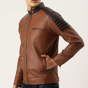 Winter Warm <b>Men's</b> European American Fashion <b>Casual</b> Leather Bomber <b>Jacket</b> with Stand Collar Waterproof & Windproof - Product Image 2