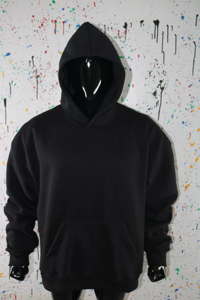 Sweat-shirt à capuche noir pour homme, coupe classique, 100% coton molletonné, imperméable, respirant, avec poche, vêtement décontracté pour l'hiver - Product Image 5