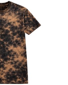 Camiseta de Algodón Personalizada con Lavado Ácido Marrón y Negro, Manga Corta, Cuello Redondo, Estilo Vintage Tie Dye, Ropa Casual de Calle para Hombre, Camiseta de Verano - Product Image 3
