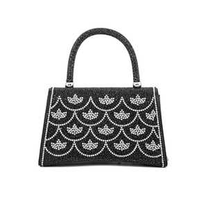 <b>Black</b> Fancy P24335 <b>Evening</b> <b>Bag</b> with Shoulder Strap - Product Image 1