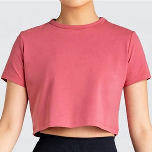 Camisetas de mujer Y2K de moda, camiseta corta acanalada suave personalizada para chicas, top corto ajustado liso para imprimir - Product Image 2