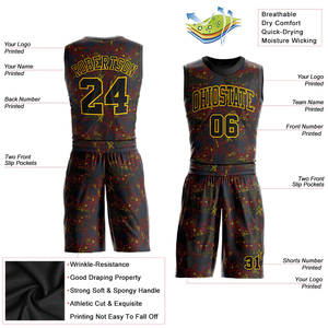 ชุดบาสเก็ตบอลแบบ sublimated พร้อมปักชื่อทีมและหมายเลขทีมตามสั่ง  ชุดเสื้อและกางเกงขาสั้น  รับผลิตแบบ OEM  ชุดยูนิฟอร์มบาสเก็ตบอลปักลายแบบ OEM - Product Image 3
