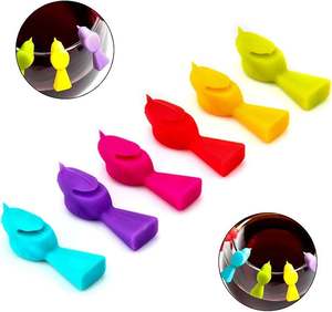 Lot de six clips d'identification pour verres à vin motif mignon colibri, accessoires de fête colorés arc-en-ciel - Product Image 6