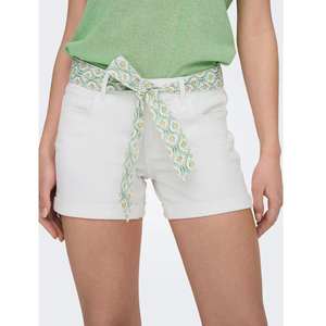 Shorts en jean respirants pour femme, mini-short en denim blanc avec ceinture fantaisie, prix abordable, OEM - Product Image 5