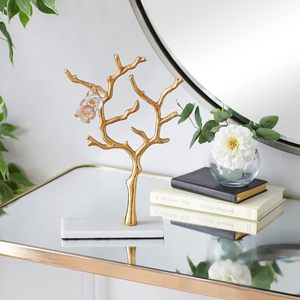 Metal & Marble Jewellery Stand Sculpture <b>Tree</b> Shape Jewelry Organizer Display Holder for <b>Necklaces</b> Earrings Bracelets Rings Home - Product Image 3