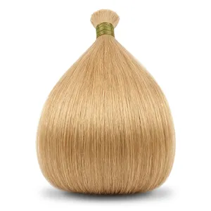 Extensions de cheveux humains Remy en vrac, lisses, blondes, couleur blond clair naturel, pour usage en salon et personnalisation - Product Image 1