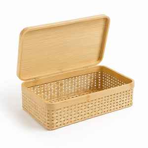 Handwoven Bohemian Bamboo Storage <b>Box</b> Removable Lid | Multifunction Eco-Friendly Decorative Organizer for Bathroom <b>Wardrobe</b> Gift - Product Image 2