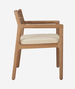Fauteuil de salle à manger d'extérieur minimaliste en teck massif - Product Image 3