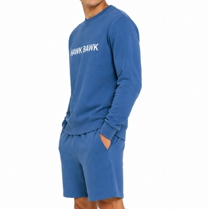 Conjunto de Sudadera y Pantalones Cortos Personalizados para Hombre, Sudadera de Cuello Redondo, Tela Suave, Algodón French Terry, Ropa Casual para Hombre - Product Image 3