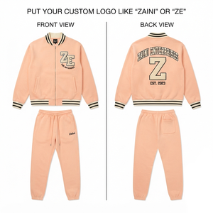 ZAINI Unisex Varsity Tracksuit 340 GSM Cotton Polyester Fleece Breathable Quick Dry Heavyweight Custom Chenille <b>Embroidery</b> - Product Image 1
