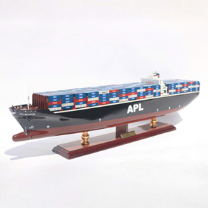 Maqueta de Barco Portacontenedores APL American President Lines, Modelo de Barco Comercial de Madera Hecho a Mano para Decoración de Oficina o Regalos Empresariales - Product Image 1