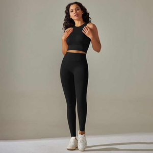 Ensemble de yoga 2 pièces respirant et sans coutures pour femme, nouveau style 2025, tenue de sport active, soutien-gorge de sport et leggings sans coutures - Product Image 3