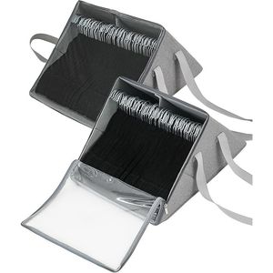 Confezione da 2: Organizer appendiabiti a doppio scomparto anti-groviglio con copertura trasparente per armadio, contenitore a doppio scomparto - Product Image 1