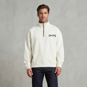 <b>Mens</b> White Quarter Zip Terry Sweatshirt <b>Turtleneck</b> Long Sleeves Breathable Minimal Casual Pullover Top Streetwear Fashion - Product Image 1