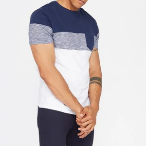 Camisetas de verano para hombre de alta calidad, 100% algodón, combinación de tres colores, amarillo, con parche en el bolsillo, cuello redondo personalizado, una bolsillo. - Product Image 2
