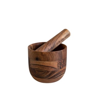 Kitchenware Wood Mortar and Pestle Set Natural Spice <b>Grinder</b> & <b>Herb</b> Crusher Wooden Imam Dasta Okhli for Garlic Ginger and Seeds - Product Image 4