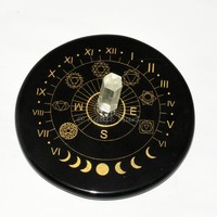 Horloge solaire cosmique artisanale en pierre semi-précieuse avec cube Metatron gravé et avec un crayon à quartz
