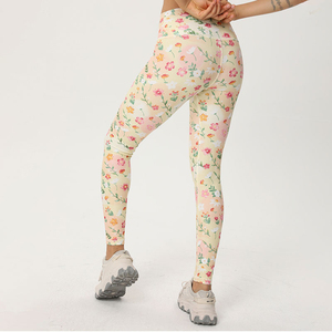 <b>Women's</b> Floral Print Elastic Waist Ankle-Length Gym Pants Custom Logo Fitness <b>Leggings</b> Yoga Pants Four-Way Stretch Breathable - Product Image 4