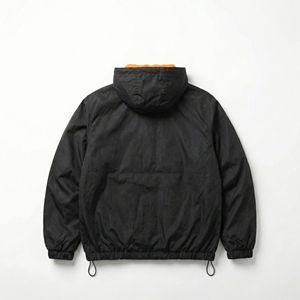 Black Hooded Utility <b>Jacket</b> with Orange Quilted Lining | Lightweight Weather Resistant <b>Parka</b> | OEM Private Label Supplier - Product Image 2