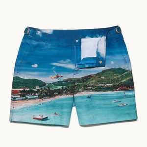 Short de bain pour homme à imprimé tropical, taille mi-haute, séchage rapide, avec poches, style décontracté, 100 % polyester, short de plage - Product Image 3