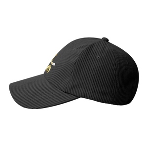 Casquette de baseball en velours côtelé noir personnalisée en gros, avec emblèmes Maître Maçon, Compas et Équerre, G Shriners, et visière courbée, style Dad Hat - Product Image 3