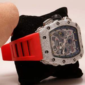 Montre Hip Hop personnalisée de haute qualité, entièrement sertie de diamants VVS cultivés en laboratoire, cadeau pour homme - Product Image 3