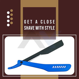 Navaja de barbero profesional Royal Black con cuchilla reemplazable, kit de afeitado con navaja de borde recto y navajas deslizables - Product Image 3