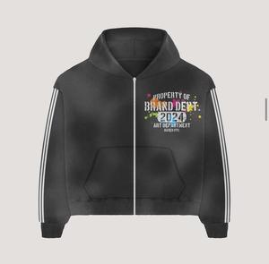 Nouvel ensemble pantalon et sweat à capuche personnalisé 2026 avec strass et impression sérigraphiée, style vintage, qualité supérieure, grammage lourd, couleur unie - Product Image 2