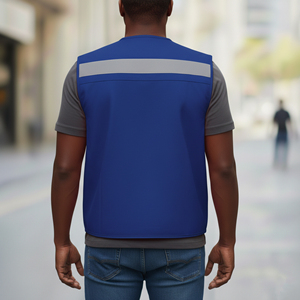 เสื้อกั๊กนิรภัยสะท้อนแสงสีแดงเรืองแสงแบบตาข่ายกันน้ำ LED ไฟกระพริบ ความปลอดภัยสูง มาตรฐาน ANSI Class 2 EN ISO 20471  รับผลิตตามแบบ OEM พร้อมโลโก้ตามสั่ง - Product Image 3