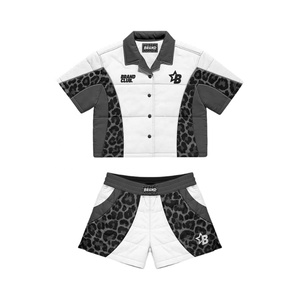 Brand Quilted <b>Jacket</b> Set Leopard Print Green White PU Unisex Casual <b>Summer</b> Short Sleeve With Button Closure - Product Image 6