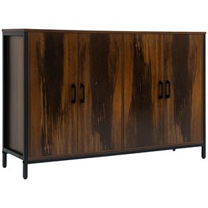 Rustic Brown Industrial <b>Sideboard</b> Buffet Cabinet with Adjustable Oak Shelves for Villa <b>Kitchen</b> or Coffee Bar Use - Product Image 1