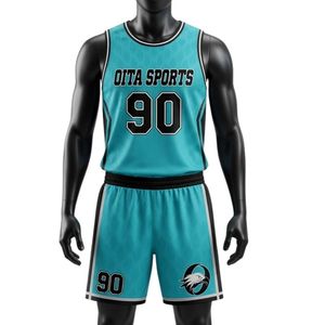 Ensemble uniforme de lacrosse pour hommes, bleu sarcelle et noir, en polyester léger, maillot et short de sport athlétique, tenue d'entraînement assortie - Product Image 1