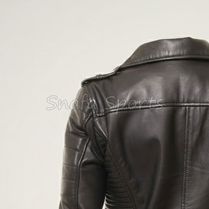 Chaqueta de Cuero Genuino para Mujer, Corte Entallado, Estilo Motero, Abrigo de Moda, Calidad Premium, Ropa de Invierno para Damas, Chaquetas Elegantes - Product Image 6