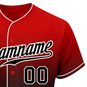 Maillot de baseball pour homme, rouge, noir et blanc, tendance, avec boutons sur le devant, chemise d'équipe, performance athlétique, pour les jours de match, entraînement, uniforme sportif - Product Image 3