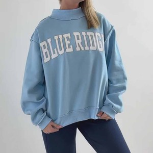Premium Crew <b>Neck</b> <b>Mock</b> <b>Neck</b> Sweatshirt Polka Dot Chenille Patch Cotton Blue Ridge Fleece Apparel - Product Image 1