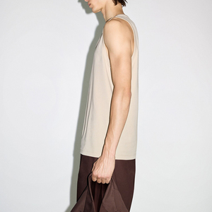 <b>Men</b> Boxy Cropped Quick Dry Ribbed Cotton Custom Print Logo Summer <b>Singlet</b> Sleeveless Sleeve T-shirts Sport Gym Vest Tank Top <b>Men</b> - Product Image 2