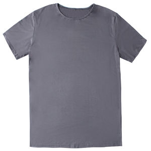 T-shirt décontracté pour homme, col rond, manches courtes, coupe classique, tricoté, couleur unie, blanc, gris, noir - Product Image 3