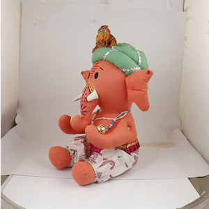 <b>Cute</b> Orange Ganesh Plush Toy for Sale Handmade Stuffed <b>Doll</b> Ethnic Festival Gift for Bulk Orders - Product Image 3