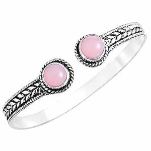 Pink Chalcedony Twin Gem Open Bangle Handmade <b>silver</b> Plated <b>Cuff</b> <b>Bracelet</b> Boutique Jewelry Supplier - Product Image 1