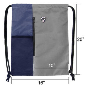 Mochila con Cordón Ajustable TITAN TREAD WEAR Modelo TTW-SB-00012 en Gris y Azul Marino con Bolsillo con Cremallera y Panel Lateral de Malla - Product Image 5