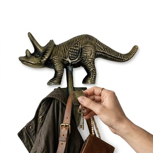 Triceratops Dinosaur Wall <b>Hook</b> Metal Novelty <b>Coat</b> Hanger Antique Brass Finish <b>Single</b> <b>Hook</b> Design Waterproof Eco-Friendly - Product Image 2