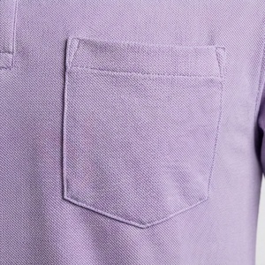 Polo en piqué à manches courtes pour homme, couleur lavande, avec poche, décontracté, respirant, coupe classique, design tricoté uni - Product Image 6