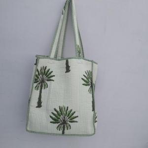 Bolsa de Mano con Estampado de Árbol de Algodón, Bolsa de Hombro Boho India Hecha a Mano, Bolsa de Compras Reutilizable, Bolsa Casual para Uso Diario - Product Image 1