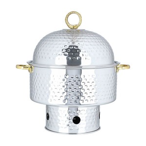 Premium Hammered Stainless Steel Chafing Dish Luxury Gold Handle <b>Buffet</b> <b>Server</b> & Food Warmer for Catering Weddings & Events - Product Image 1