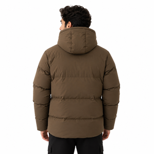 Men's Hooded Puffer Jacket <b>Quilted</b> <b>Winter</b> Padded Coat Custom Embroidery OEM Wholesale Men's Jackets Manufacturer Bulk Outerwear - Product Image 2
