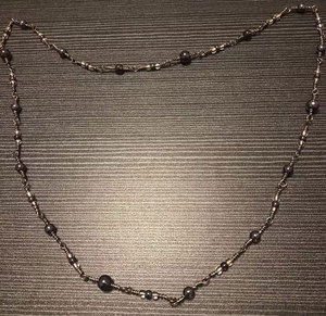 Collar de Cadena con Cuentas Negras, Hecho a Mano, Minimalista, con Cuentas de Piedras Preciosas, Cadena de Eslabones, Joyería de Moda para Mujer, Regalo Elegante - Product Image 1